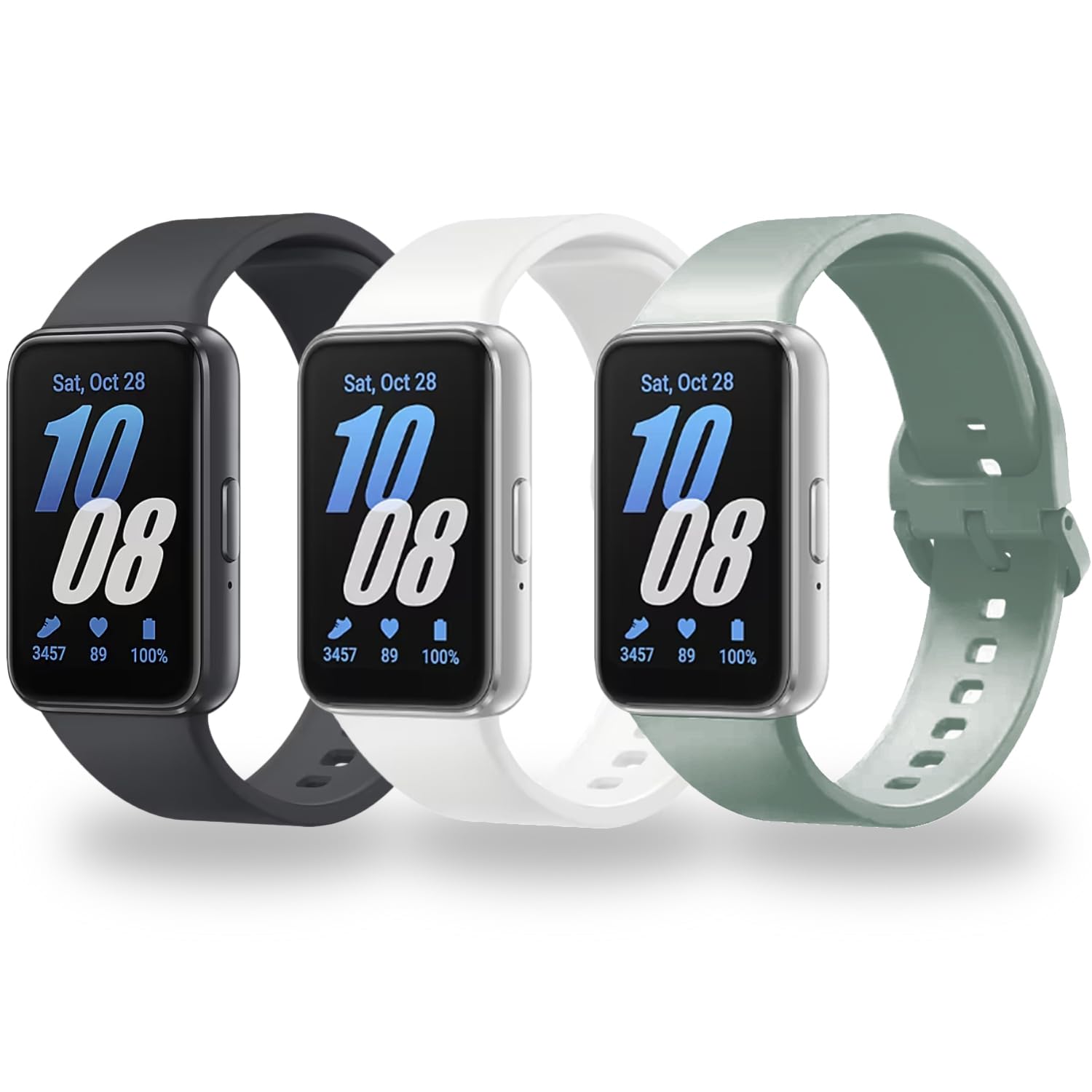 BABEJIA 3PCS Correas Compatible con SAMSUNG Galaxy Fit 3 (SM-R390), Pulseras de TPU Suave, Regulable, con Conectores Metálicos, Fácil de Colocar, Transpirable