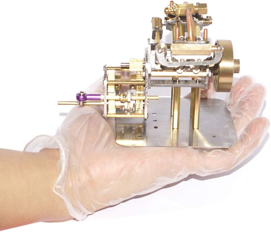 Mini V4 Steam Engine Model with Reverse Gearbox for Teaching, Gift, Physical Experiment