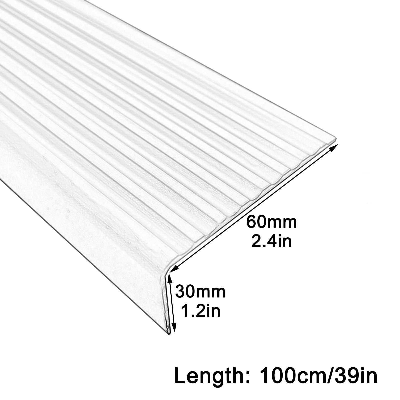Antypoślizgowy profil aluminiowy L-Sd Ed listwa wykończeniowa do schodów, drewna, metalu i płytek, do użytku wewnątrz/na zewnątrz, srebrny, 60 x 30 mm (2,4 x 1,2 cala)