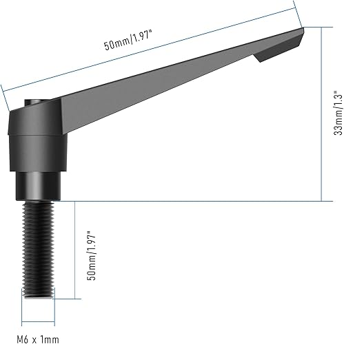 Miniatura 29 de Manijas de palanca de sujeción, rosca macho M8 x 2.362 in, cierre de liberación rápida ajustable, tornillos giratorios para maquinaria de torno