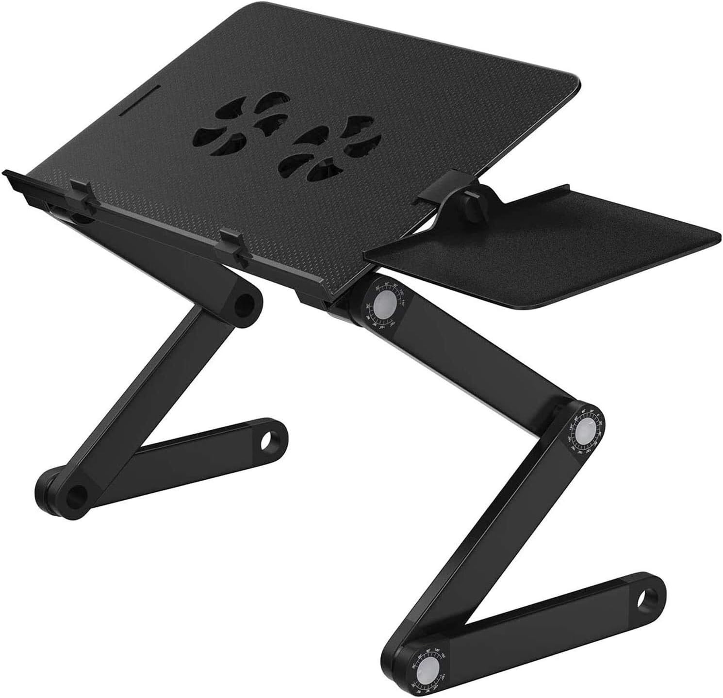 HUANUO Adjustable Laptop Stand, Portable Laptop Table Stand with 2 CPU Cooling Fans, Ergonomic Lap Desk TV Bed Tray Standing Desk