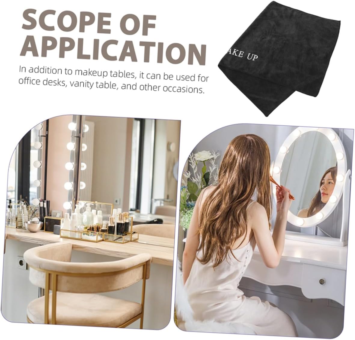 WOONEKY Makeup Mat for Vanity Protector for Dressing Table Dual-Sided Easy to Mat for Dresser and Workspace Organization