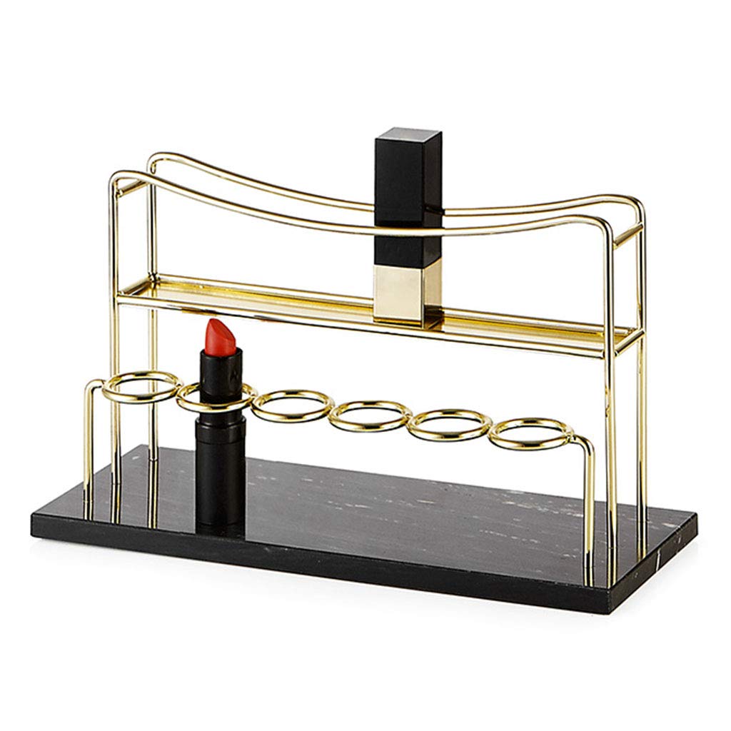 WSGZH Cosmetic Storage Box Finishing Table Dressing Table Marble Display Lipstick Rack Best Gift (Color : GOLD, Size : 23.7 * 9 * 12.8CM)