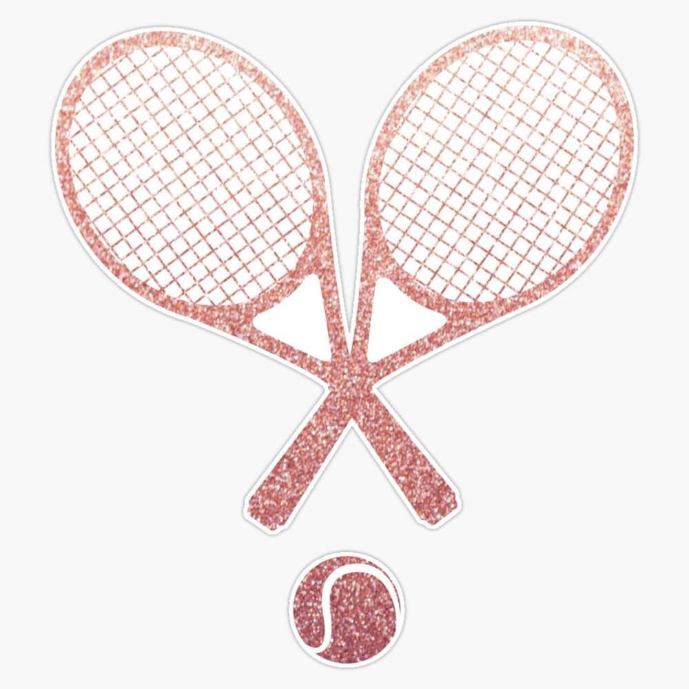 Tennis Racket Ros Gold, Tennis Racket Pink Sticker Vinyl Waterproof Sticker Decal Car Laptop Wall Window Bumper Sticker 5"