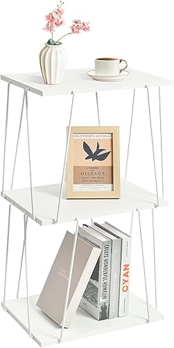 Mesa auxiliar alta, mesa auxiliar pequeña, mesa decorativa de 29 pulgadas de alto, mesita de noche para sala de estar, dormitorio y oficina, blanco