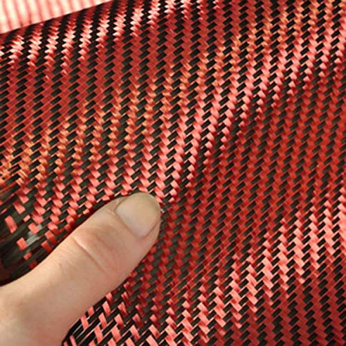 StickersLab - Hybridgewebe aus echter Kohlefaser und Aramid 190 g/m² 3K TWILL rot