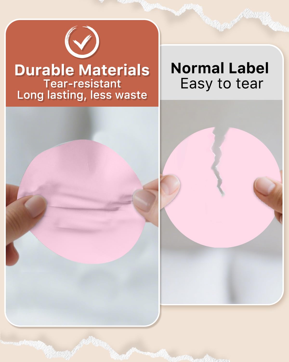 iEager Etiquetas adhesivas térmicas circulares de 3 pulgadas, etiquetas térmicas directas redondas autoadhesivas, rollo de calcomanías térmicas multiusos, 500 etiquetas, rosa