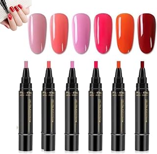 Nail Pen, 6 Colors per Set, 3 in 1 Nail Polish Pens Quick Dry, 36 Color Nailpolish Gelpen 8 Ml, Easy Nail Polish Pen for Women (D)