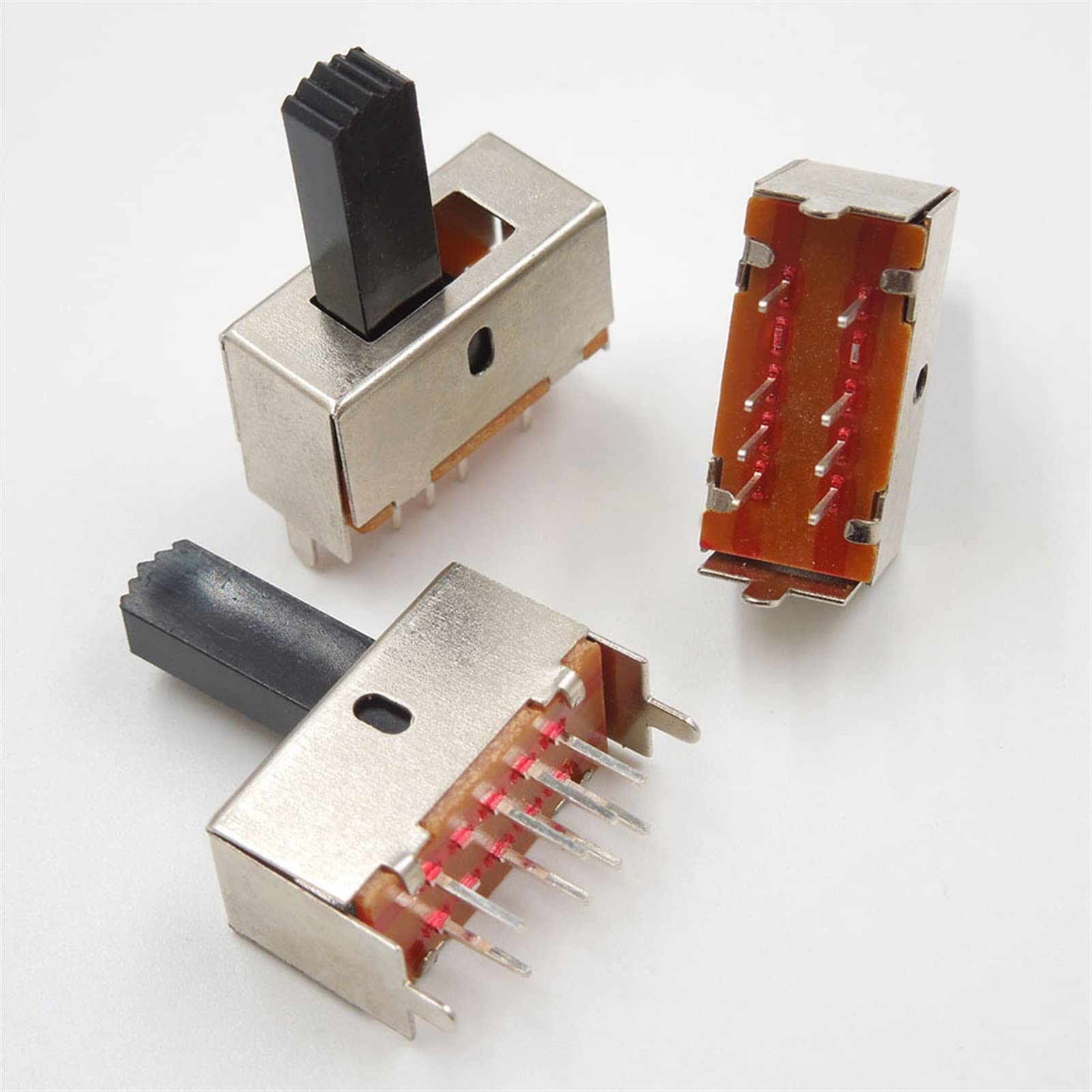 Interruttore a Scorrimento 250PCS Micro Mini Interruttore a levetta Pulsante 8 Pin 2P3T Interruttore a levetta Doppio Interruttore Scorrevole Verticale Alimentazione Altezza Maniglia: 15 mm