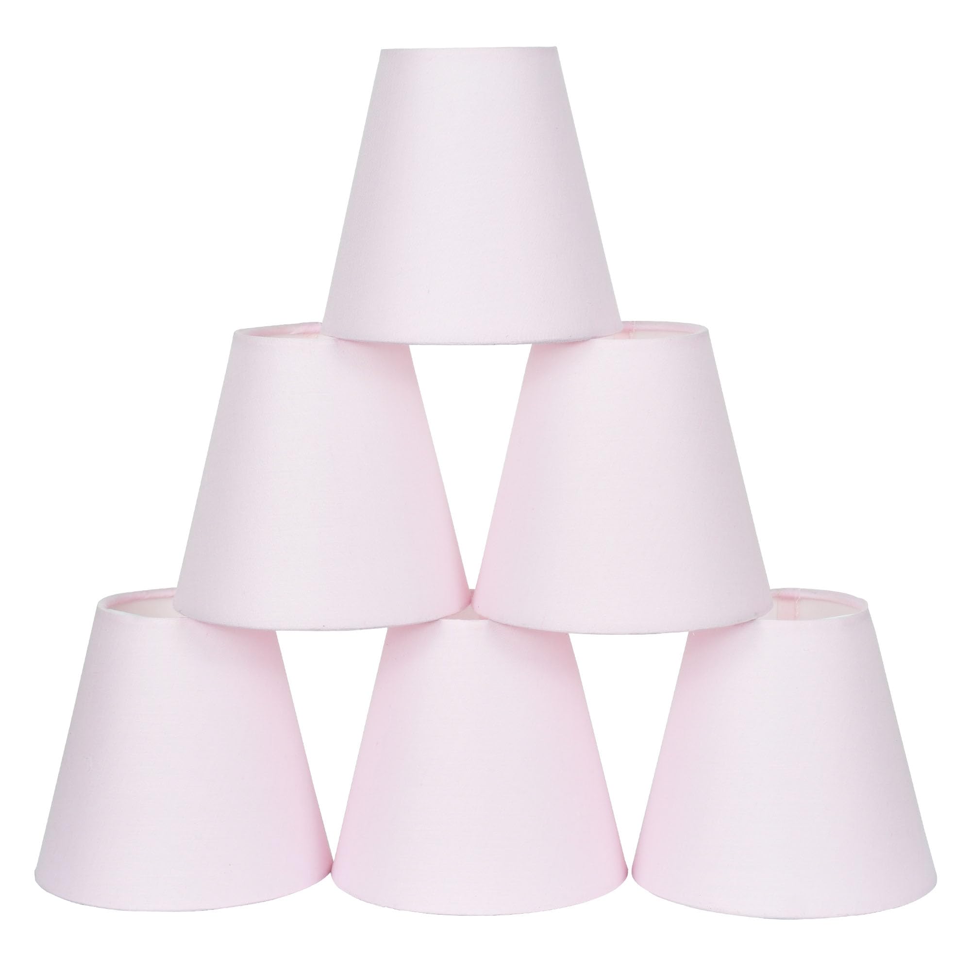 Photo 1 of LAMPWELL VELLA Pink Clip on Chandelier Lamp Shades Set of 6,Small Lamp Shades Clip on bulb,?5.51"×?3.15"×H5.04",Mini Fabric Barrel Lamp Shade,FOR CANDLE BULB AND SMALL GENERAL BULB