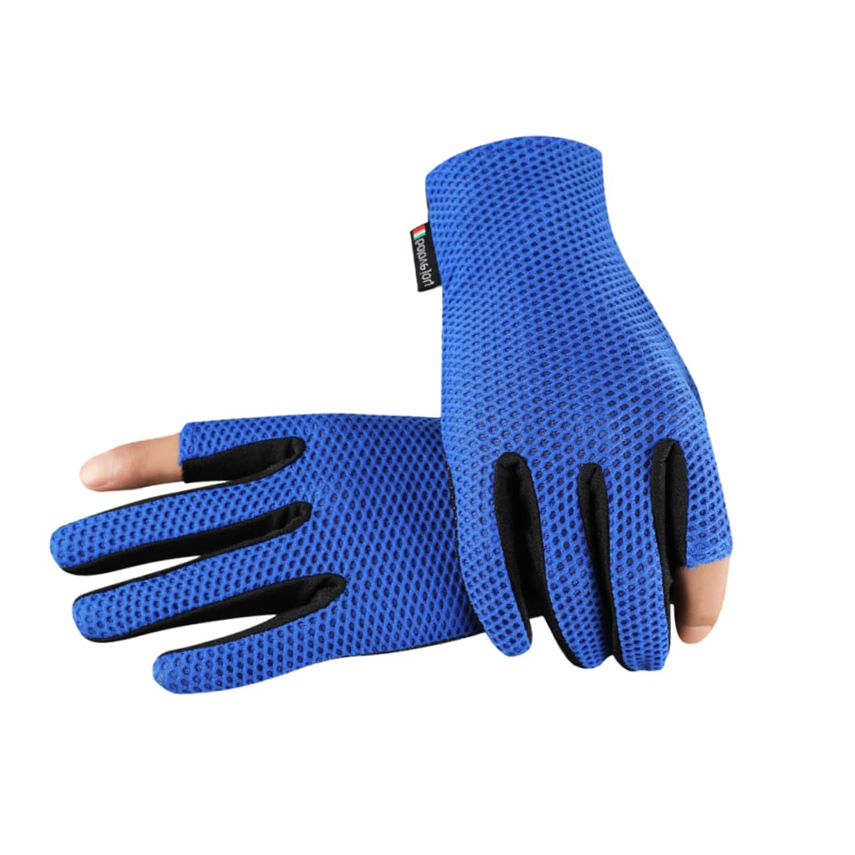 Ipetboom 1Pair Cut Finger Sports Gloves Breathable Outdoor Workout Gloves for Cycling Climbing Fishing Riding Non Slip Design Lightweight Ice Material Blue
