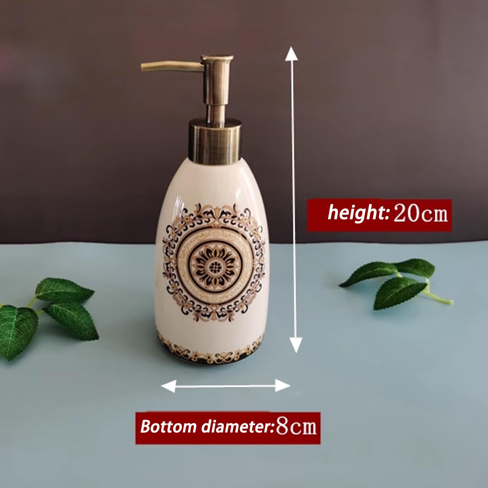 Dispensador de jabón líquido de cerámica de 450 ml, Recargable, con dosificador, para champú, acondicionador, Gel de Ducha y detergente para Platos. Ideal para baño, Cocina y lavandería.