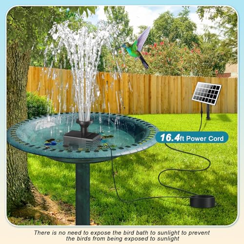 SZMP Solar Springbrunnen Kit 2026 Upgrade, 2000mAh Akku- Arbeiten an Trüben Tagen- 3.5W Glas DIY Solar Teichpumpe mit 5M Kabel & 8 Düsen, Solar schwimmender Fontäne Pumpe für Gartenteich, Vogel-Bad