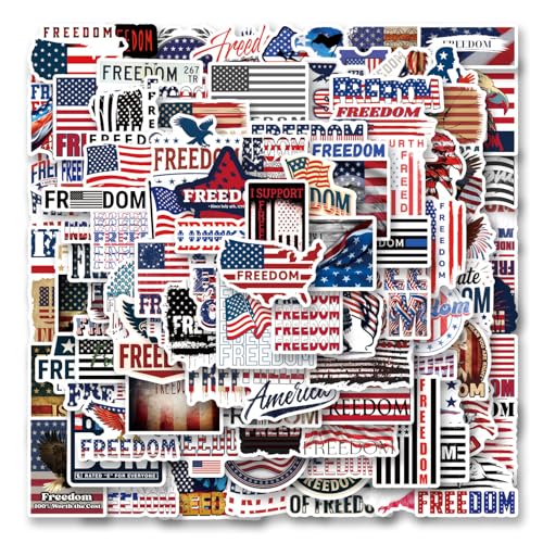 110Pcs 250 Anniversary USA Freedom American Flag Stickers Inspirational Aesthetics Sticker Pack Waterproof Vinyl for Laptop Water Bottle Skateboard Scrapbooking Party Favors
