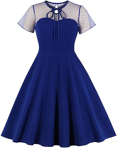 Vestido vintage de lunares de los años 50 Audrey retro Rockabilly vestido de fiesta de los años 50 y 60, vestido de cóctel acampanado