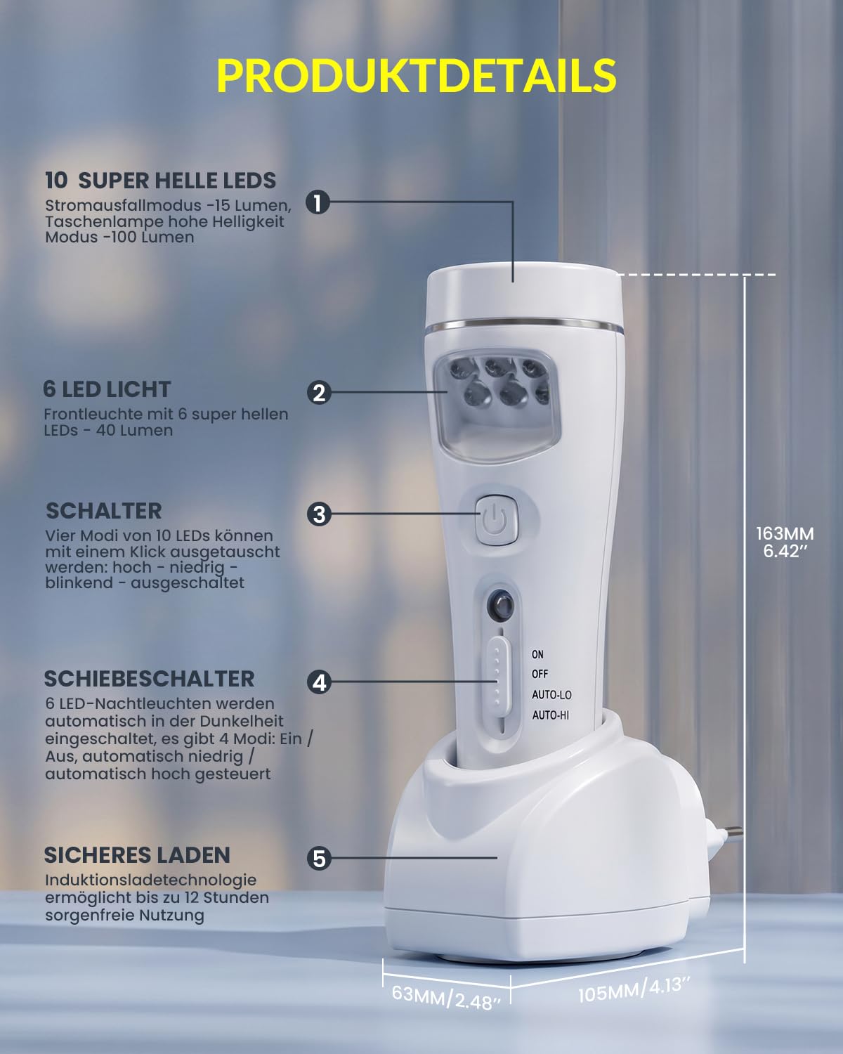 Klarlight 2 Stücke Wiederaufladbare Notleuchten für Stromausfall zu Hause, Automatische Einschaltung Stromausfall Nacht Licht Taschenlampe, EU Stecken Sie Wandtaschenlampe mit Lichtsensor für Hurrikan