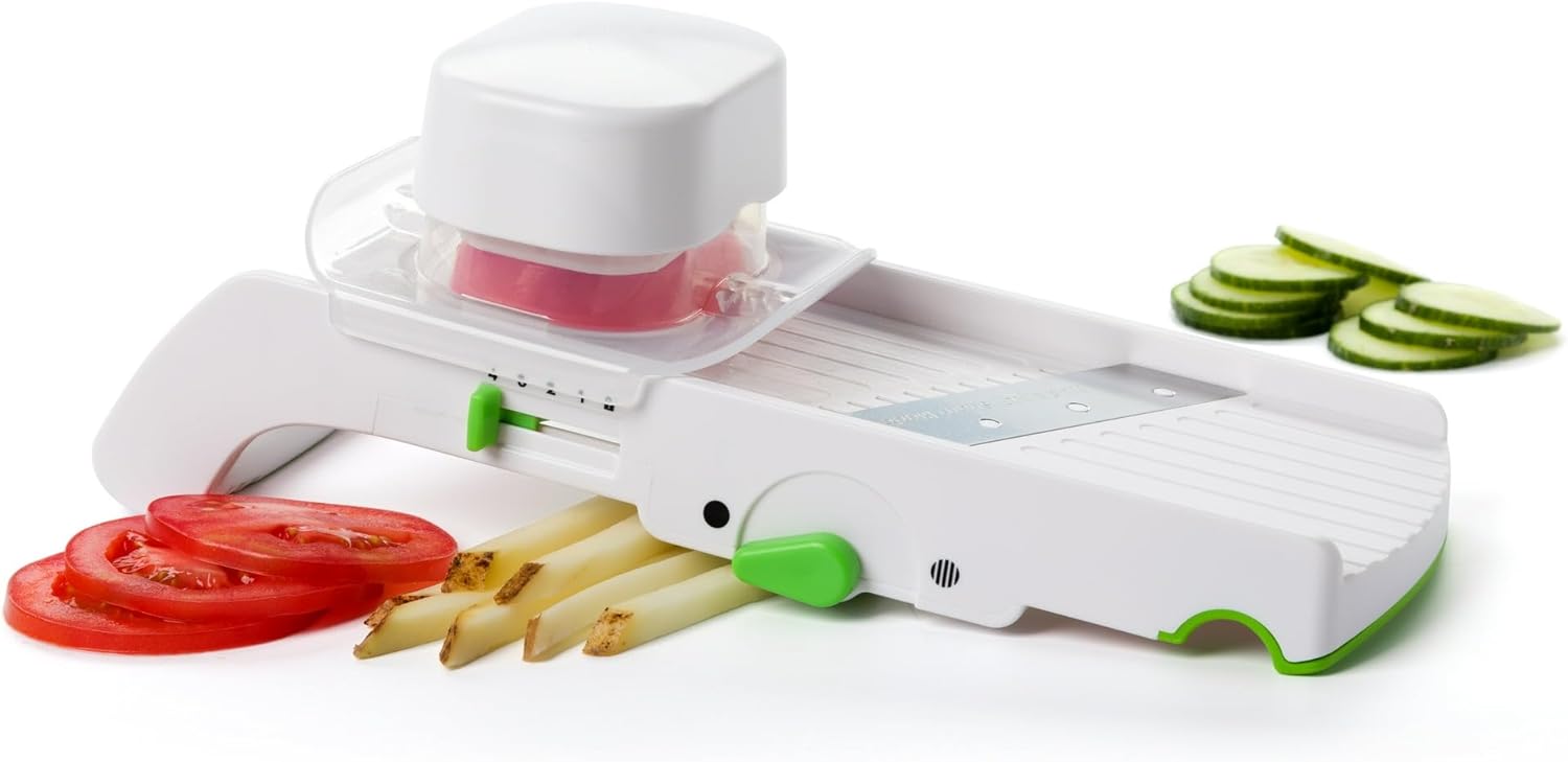 Multi Slicer - Item Measures 11.38" W X 4.38" D X 3.88" H And Weighs 1.10 Lbs, Non-skid Base For Stable Use On A Flat Surface, 4 Thickness Settings (1mm Up To 5 Mm) Plus Julienne Option