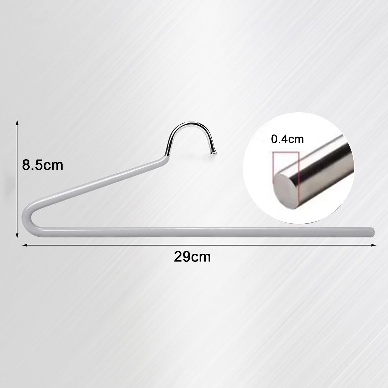 Perchas para Pantalones Metal 20 Unidades, Antideslizantes 29cm | goma antideslizante, diseño abierto, ahorro espacio y organización del armario