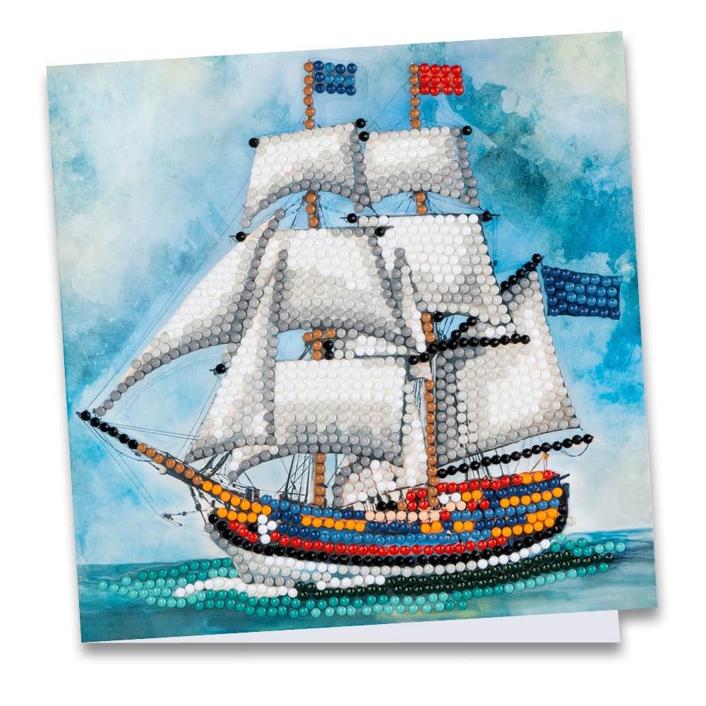 Ideen Mit Herz Sailing Ship Diamond Painting Greeting Card | 16Cm X 16Cm | 370Gsm | Includes Envelope & Tools (Sailing Ship)