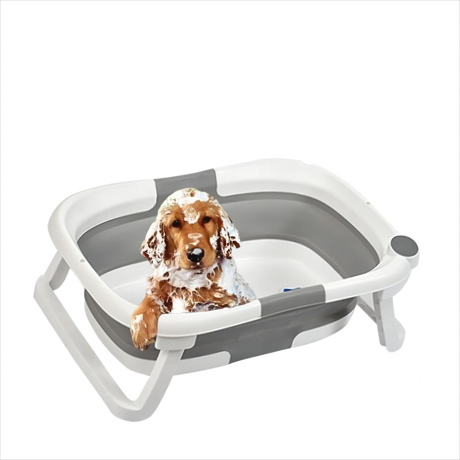 Plegable Bañera para Perros, Altura Ajustable Multifuncional Bañera para Mascota, Antideslizante Portátil Bañera para Perros Pequeños y Medianos y Gatos Gris