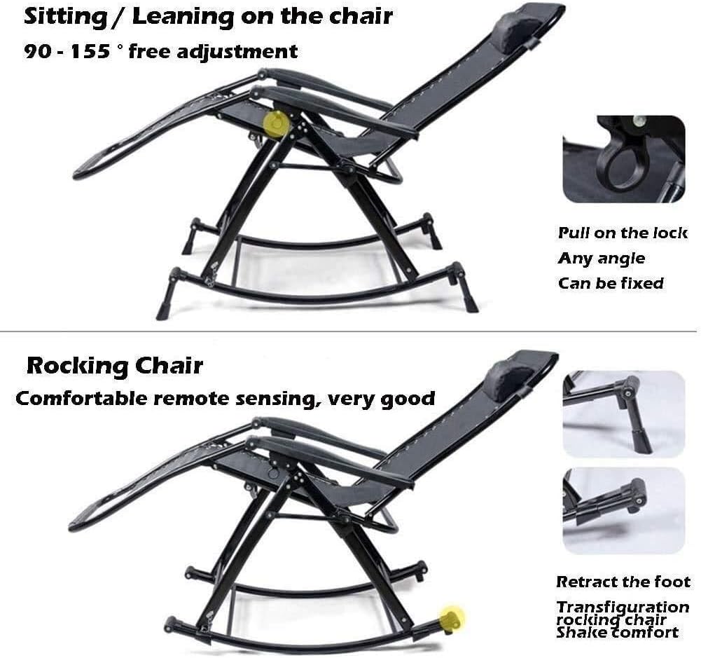 Sun Lounger Patio Reclining Chairs Adjustable Sun Lounger Zero-Gravity Seat Commercial Garden Rocking Chair Garden Chair for Outdoor Garden Deck Chairs Patio Supports 240 Kg Sun Lounger Chair