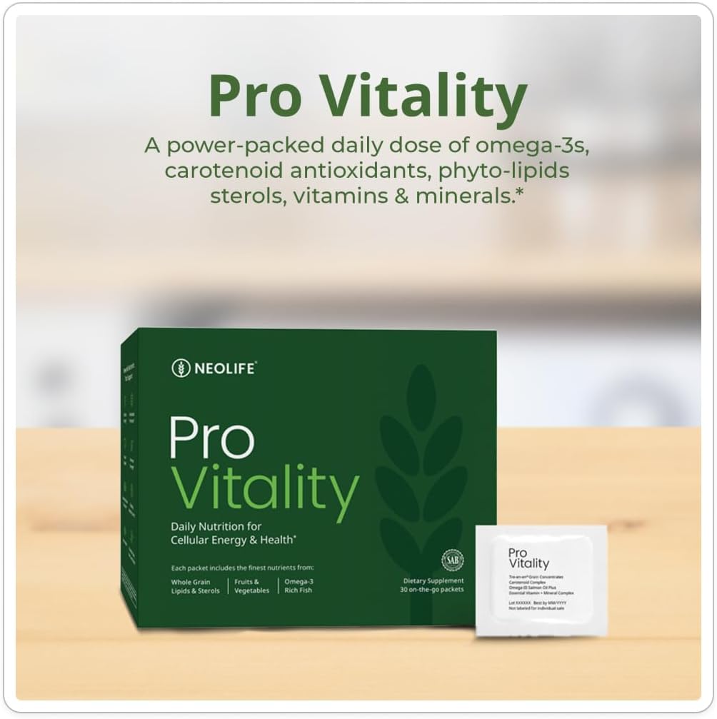 NeoLife Pro Vitality - Daily Nutrition for Cellular Energy Multivitamin for Women & Men, Omega-III Salmon Oil, Carotenoid Complex & 21 Essential Vitamins, Green, 30 Packets - Image 2
