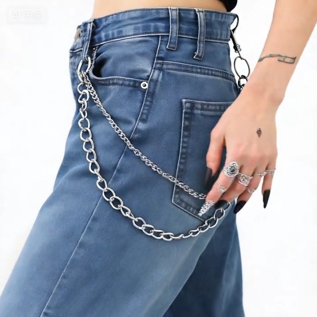 Amazon.com: Bounzhi Hip Hop Pants Jean Chain Goth Punk Silver