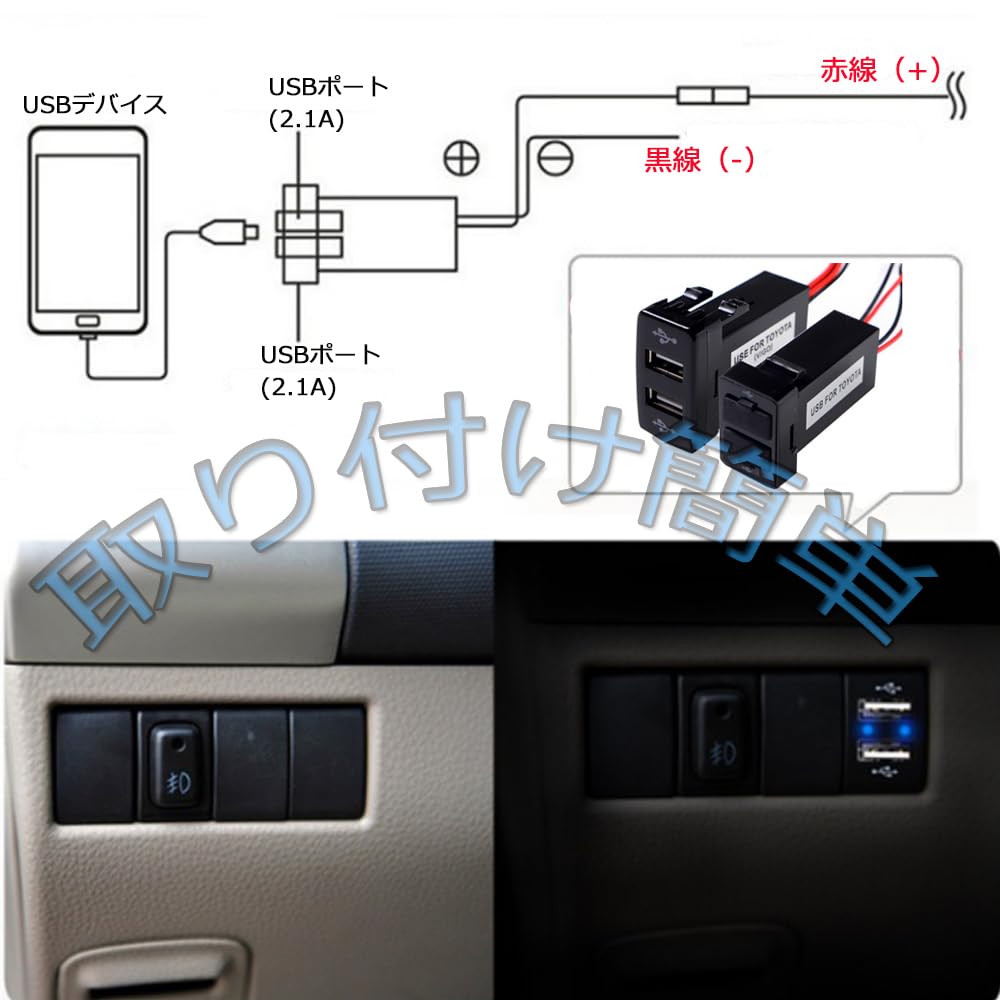 Amazon.co.jp: トヨタ車系専用 車用usbポート usb 増設キットusb