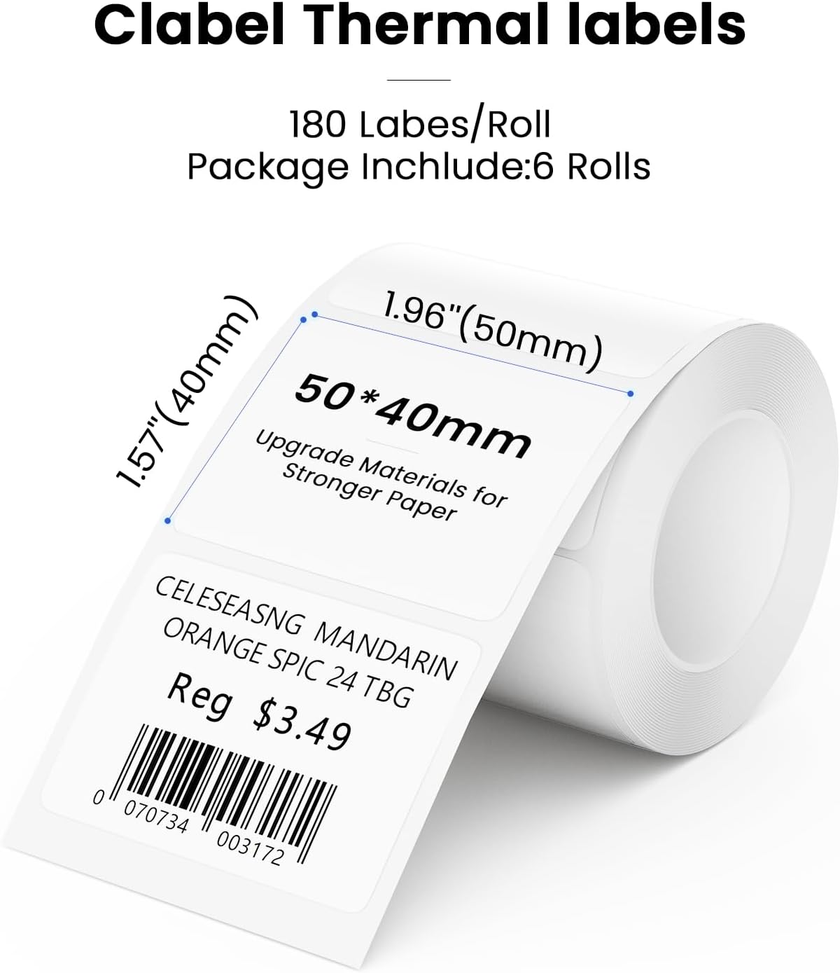 CLABEL Label Maker Machine with Tape 221B Inkless Label Printer Include 6 Rolls 1.96 * 1.57mm Labels Paper Handheld Barcode Printer for Retail School Office Organization Label Makers with APP Gray