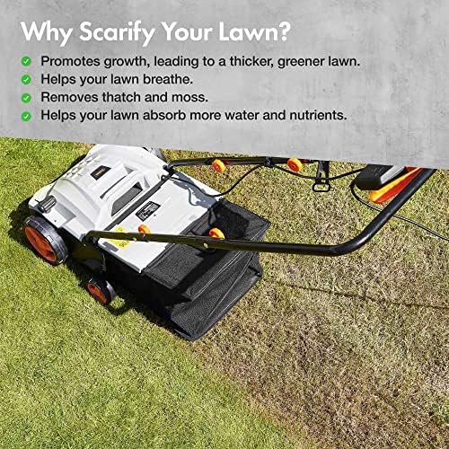VonHaus Lawn Aerator & Scarifier 1500W, Garden Aerator for All Grass Areas Including Lawns, Scarifier Rake with Large 28L Collection Box & 10m Cable to Reach Your Whole Garden, 2 Year Warranty