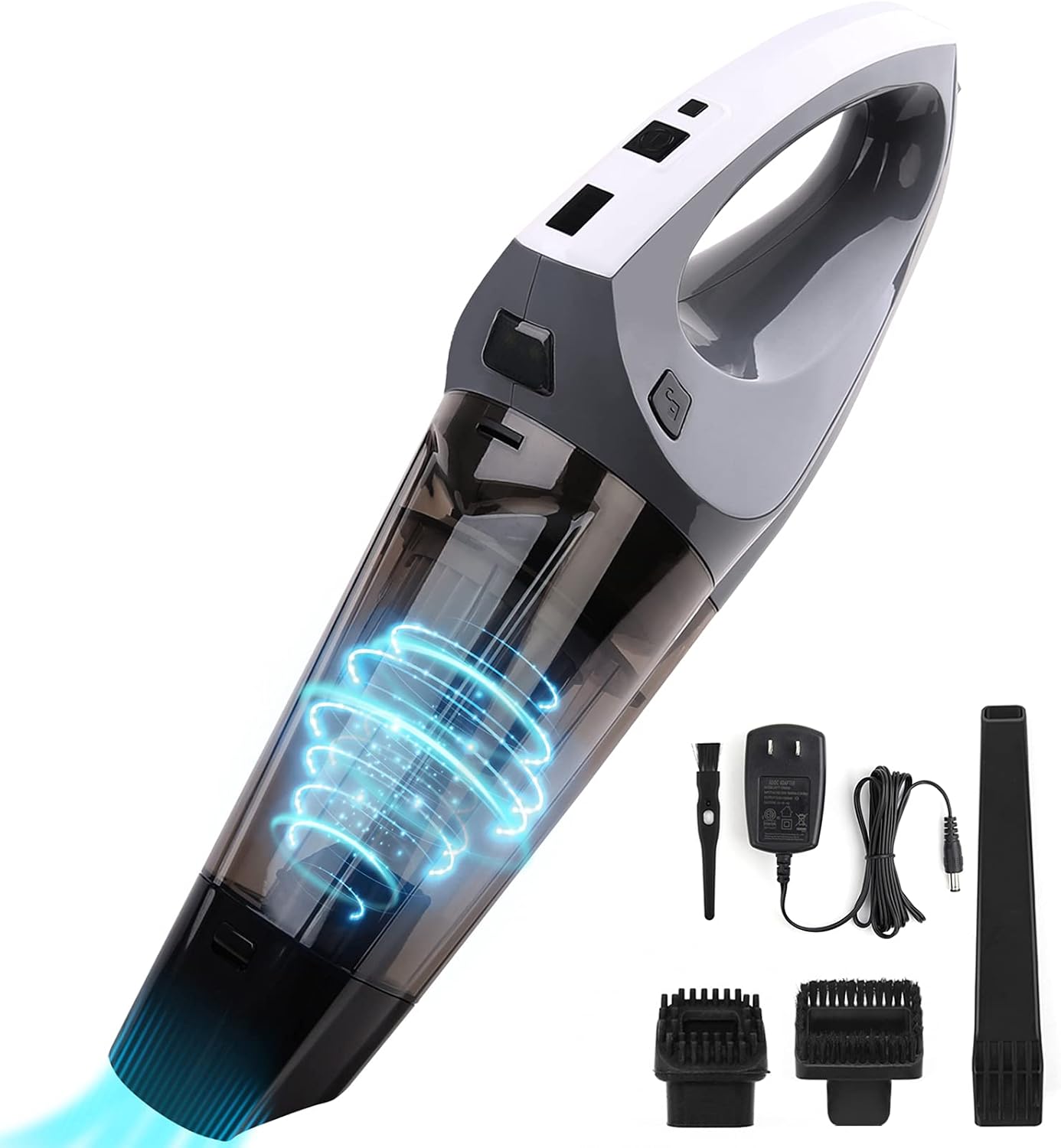 Portable Handheld Vacuum Cordless Cleaner - High Power Suction Wireless Vacuums Cleaners Powered by Battery Rechargeable - Mini & Small Hand Held Vac for Home Pet Hair Car Cleaning Color Grey