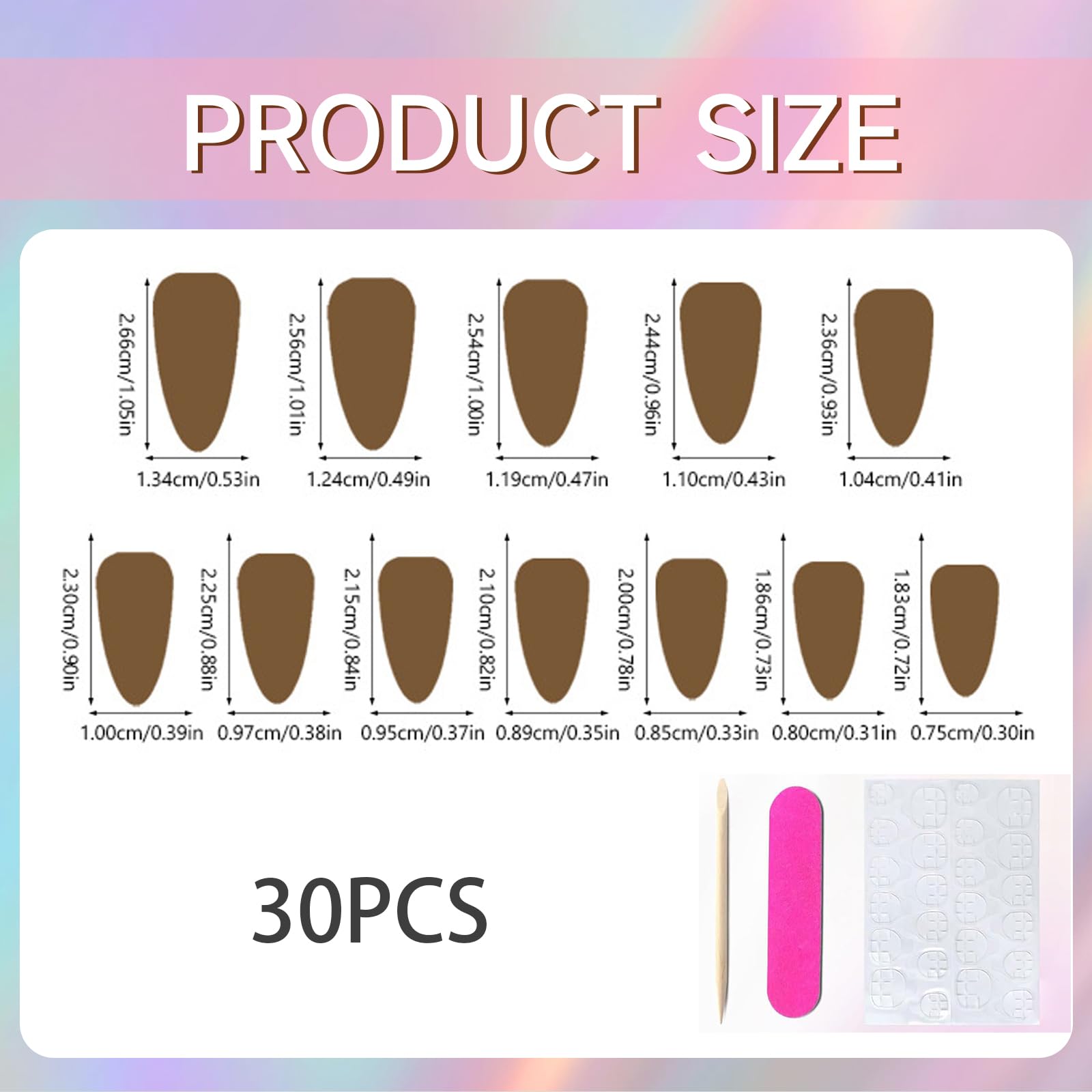 30 pezzi 3D boho blu Press on Nails: design a mandorla oceano con conchiglia e perline, fiori in rilievo, unghie artificiali con cuscinetti adesivi e lima da donna.