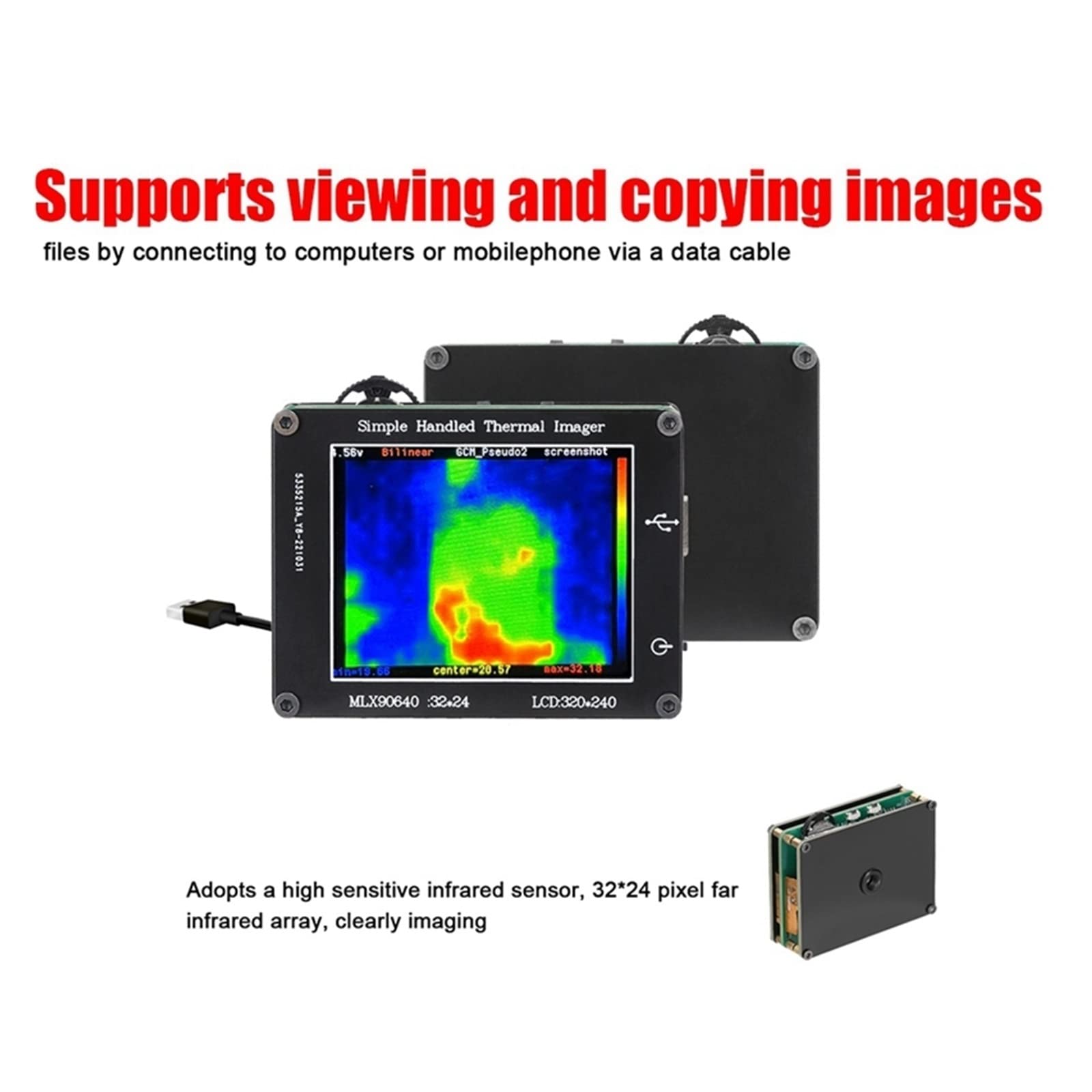 Termocamera professionale, LCD da 2,0 pollici 240X320-40℃ a 300℃ della chiara definizione infrarossa della macchina fotografica di imaging di definizione del sensore Strumenti per la risoluzione dei