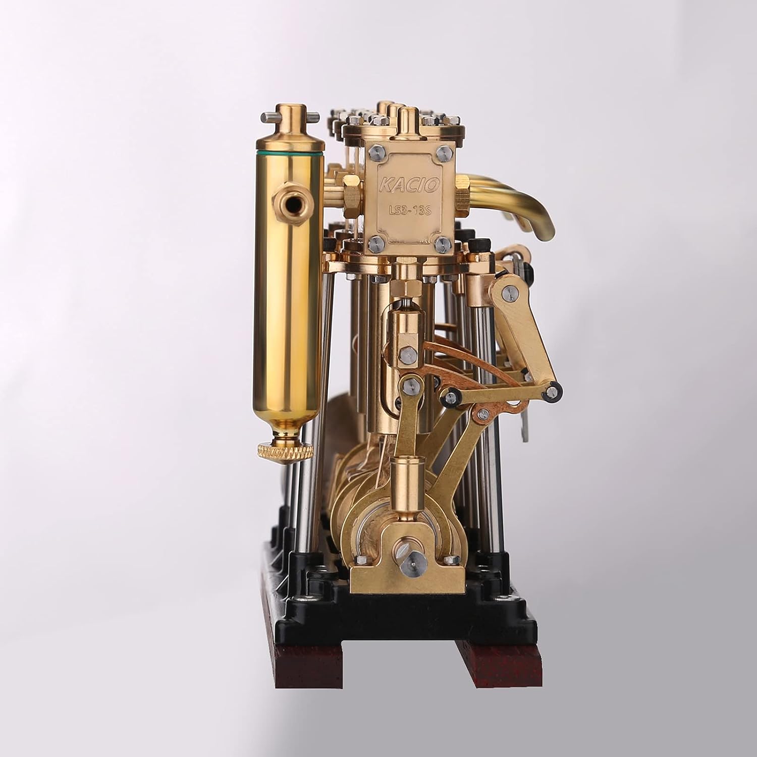 Engine Model Kit That Works, Vertical Three-cylinder Reciprocating Steam Engine Model with Oil Cup Support Forward and Reverse Rotation for 80-120CM Steam Model Ship (Boiler Not Included)
