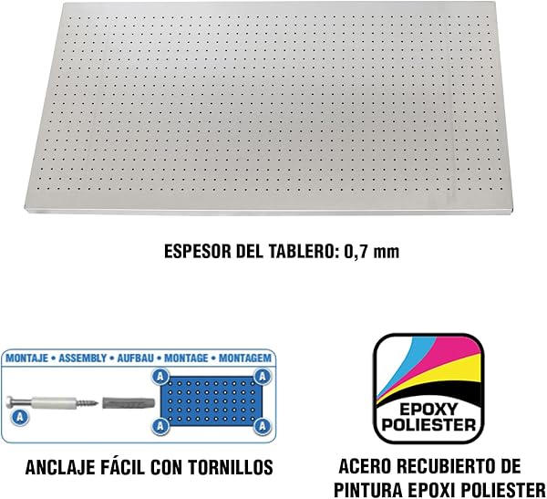 Simon Rack Panneau Mural Perforé Porte Outils, 1200x600 mm, Galvanisé - Simonwork - 4