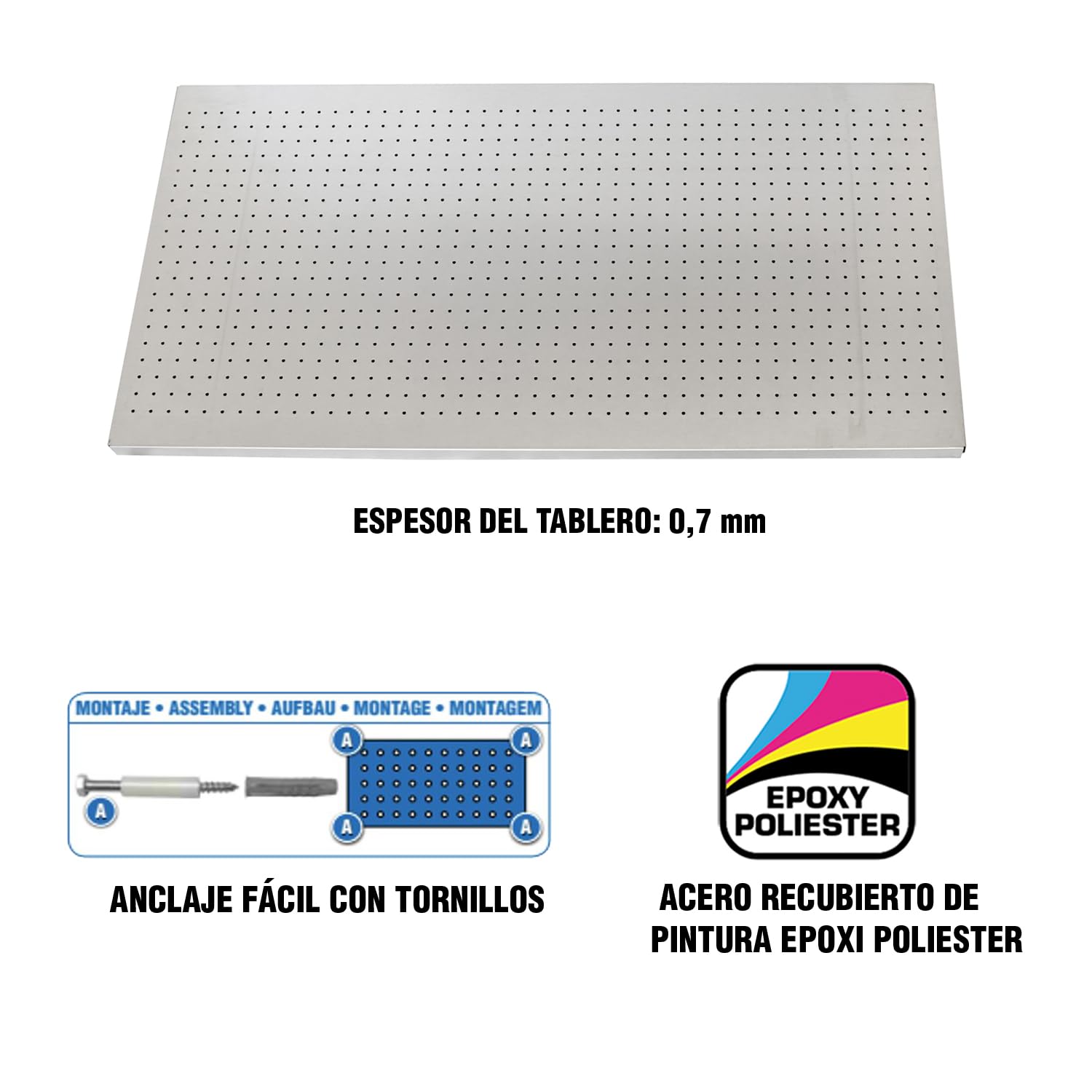Simon Rack Panneau Mural Perforé Porte Outils, 1200x600 mm, Galvanisé - Simonwork - 5