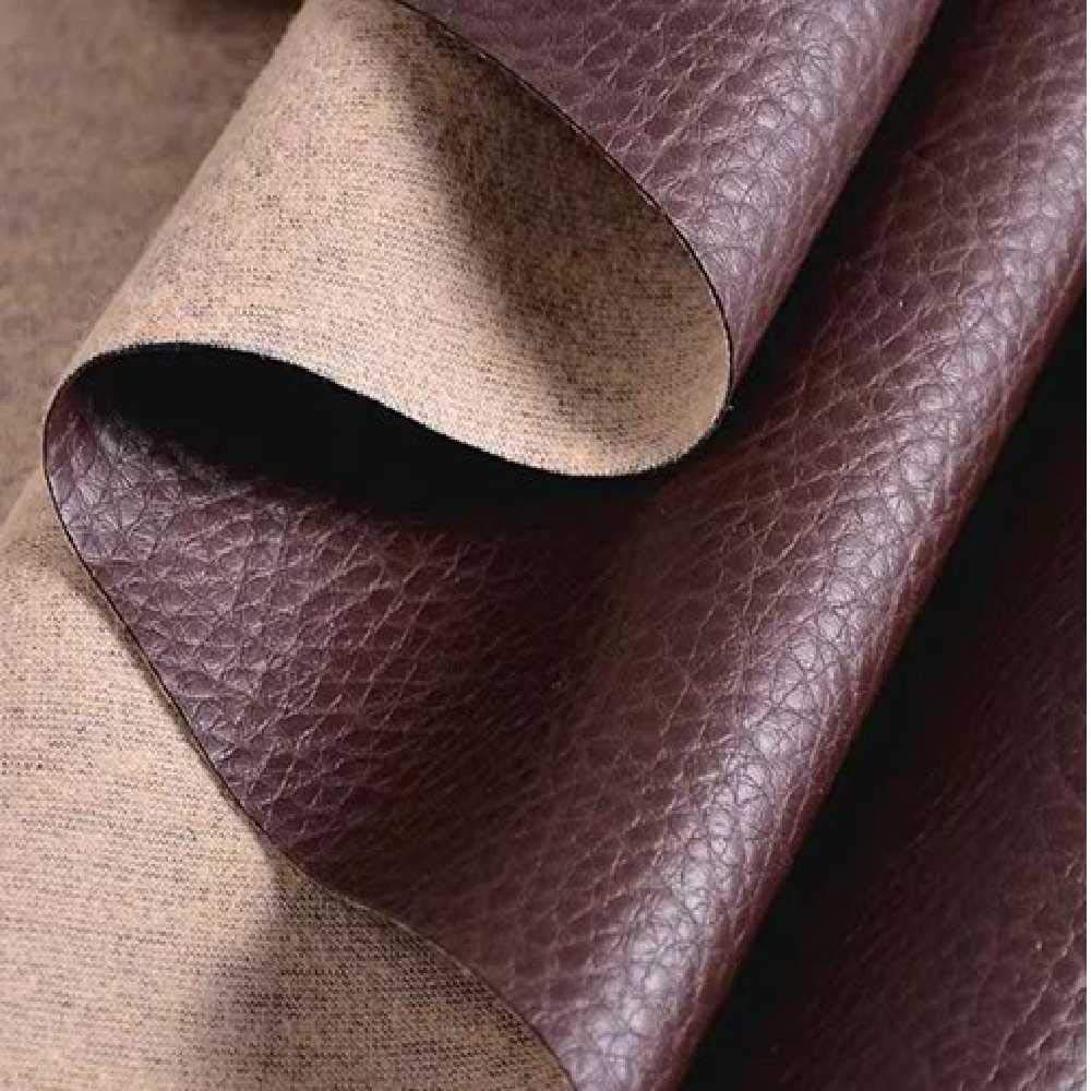 Podlinen Dark Brown 16 Colors Available Full Meter (100X137 Cm) Pvc Textured Faux Leather Grained Leatherette Upholstery Fabric (Dark Brown)