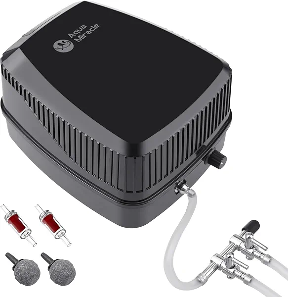 AquaMiracle Aquarium Air Pump 160GPH 0.02MPa 5W Quiet Fish Tank Air Pump Aquarium Bubbler Hydroponics Air Pump Oxygen Pump Pond Aerator for 80-150 Gallon Water