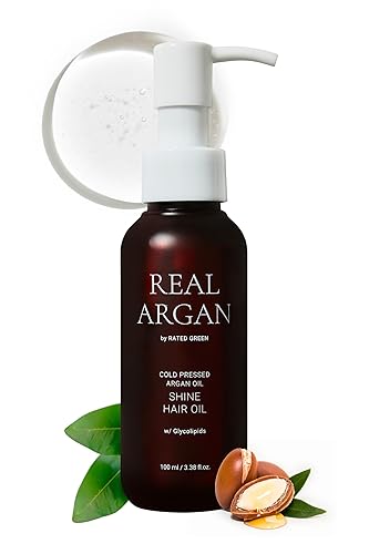 RATED GREEN REAL ARGAN Shine - Aceite capilar para cabello seco dañado y puntas abiertas, aceite orgánico vegano prensado en frío  Productos de