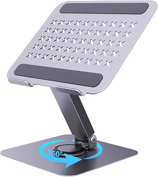 EJAY 360 Rotating Laptop Stand, Foldable Aluminum Ergonomic Riser
