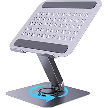 EJAY 360 Rotating Laptop Stand, Foldable Aluminum Ergonomic Riser | Supports 22 lbs, Fits 10-17" Devices, Posture Support, For Desk Meetings & Remote Workers