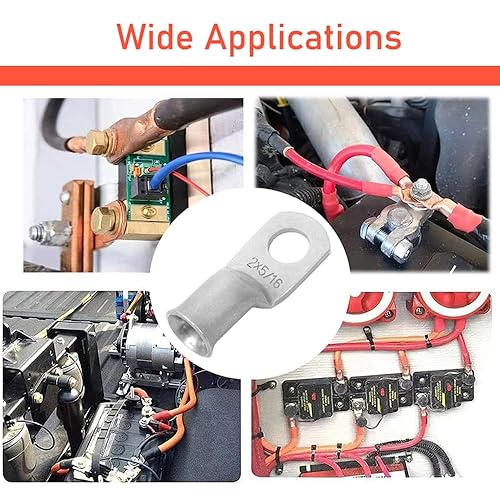 Miniatura 5 de JOYPXF - Terminal de anillo de batería, 6 AWG de 516 pulgadas (10 unidades), conectores de 6 awg, terminales de cable de alta resistencia, extremos