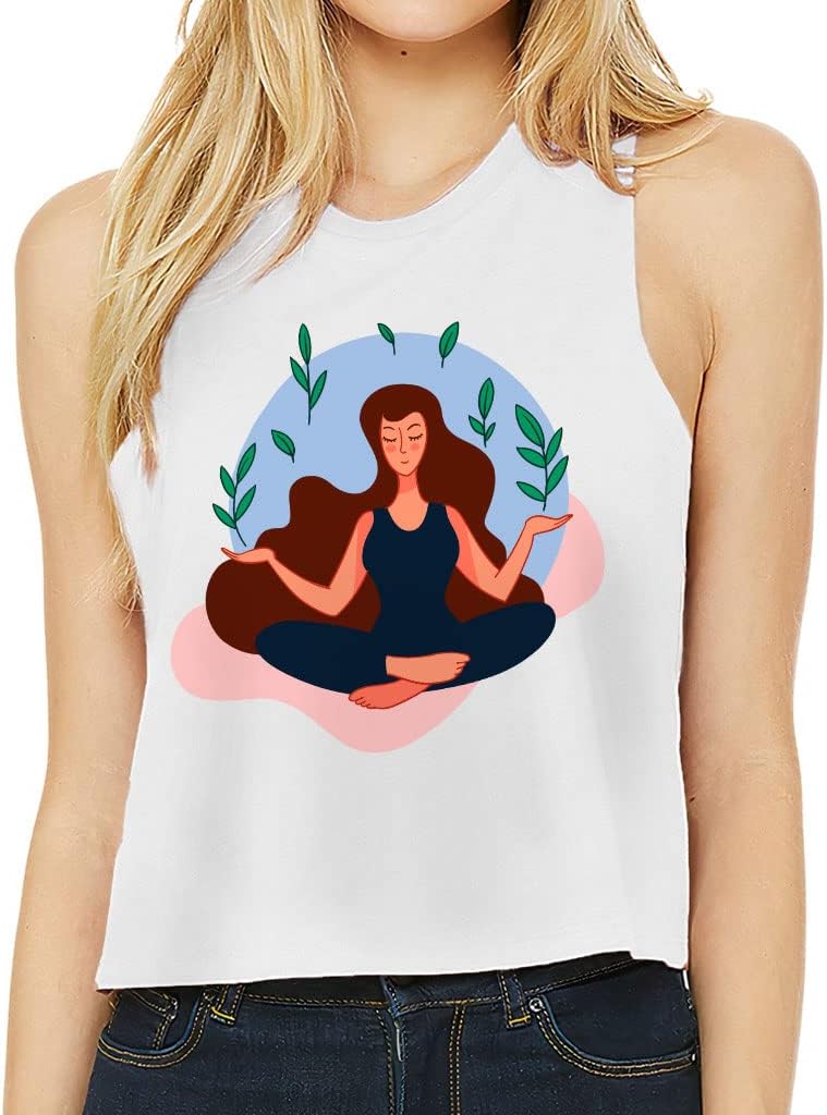 Meditation Racerback Cropped Tank - Cool Art Women's Tank - Trendy Design Tank Top