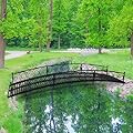 MOTION 10 FT Metal Garden Bridge, Long Garden Bridges for Outdoors, Outdoor Bridge with Circular Safety Guardrails, Iron Decorative Footbridge for Pond, Yard, Creek, Stream, Black