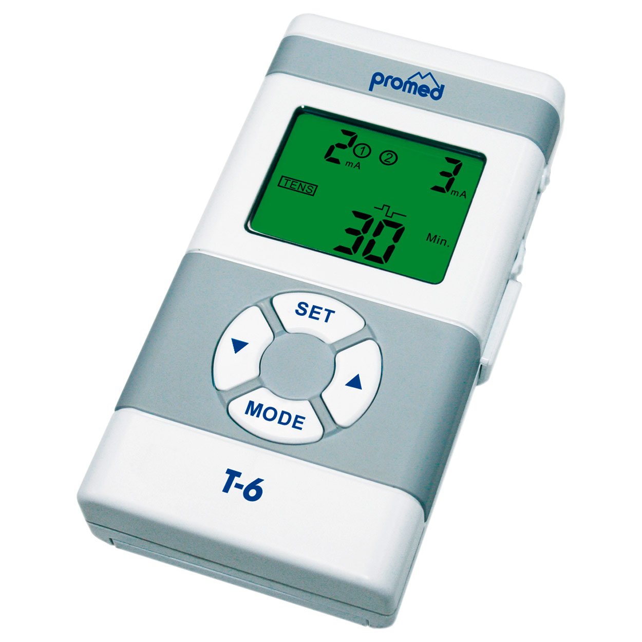 Promed EMT-6 Digitales TENS & EMS duo Gerät, Kombigerät, Elektrostimulationsgerät für Nerven- und Muskelstimulation, Reizstromgerät mit 4 Tens Elektroden, 13 Therapiemodi