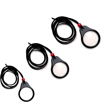3X Folding Magnifier - Pocket-Sized Leather Case for Reading Small Print, Elderly Vision Aid with Portable Neck Cord3pcs Black