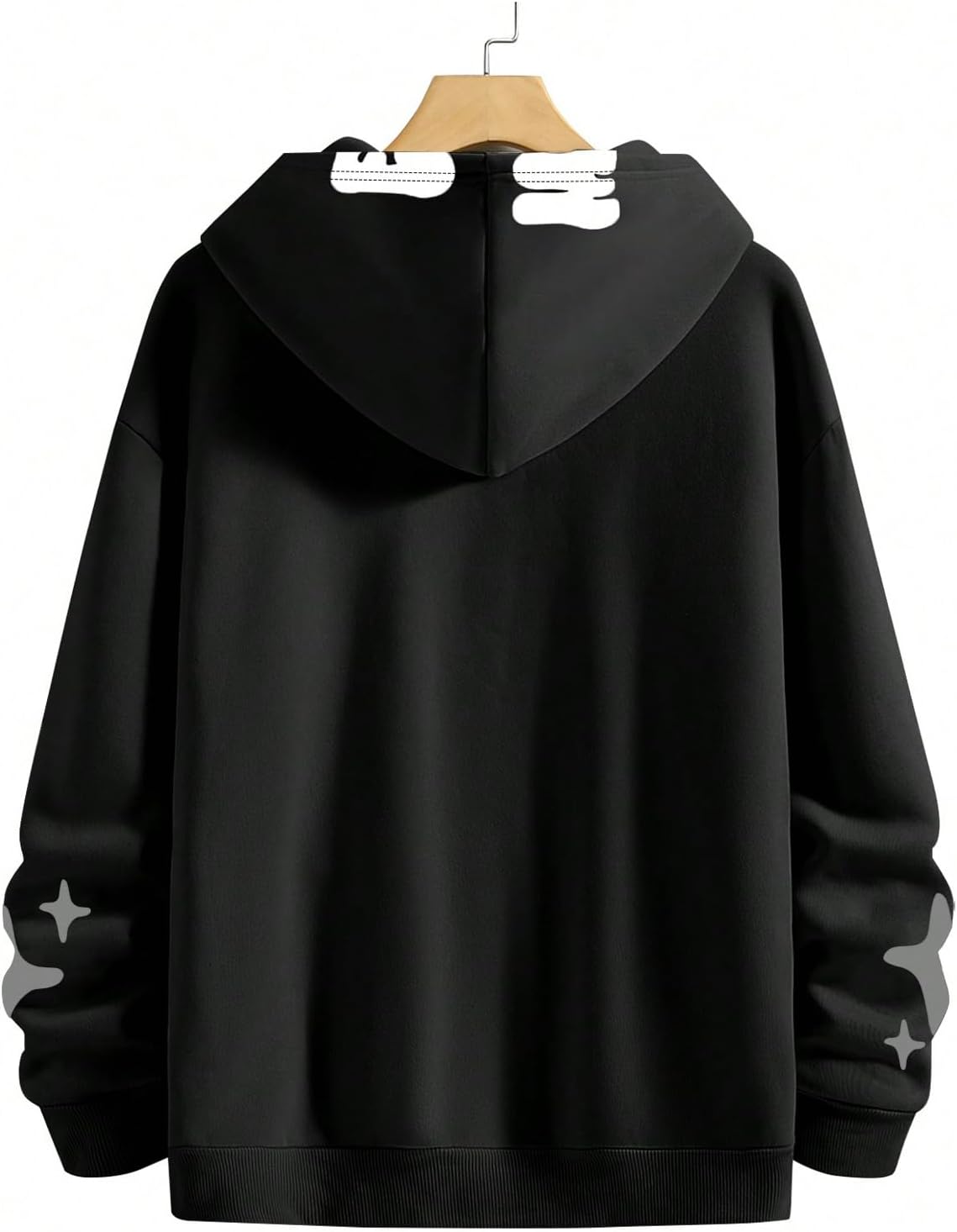 GORGLITTER Men's Oversized Letter Stars Graphic Hoodie Long Sleeve Y2k Pullover Sweatshirt with Pocket - Image 3