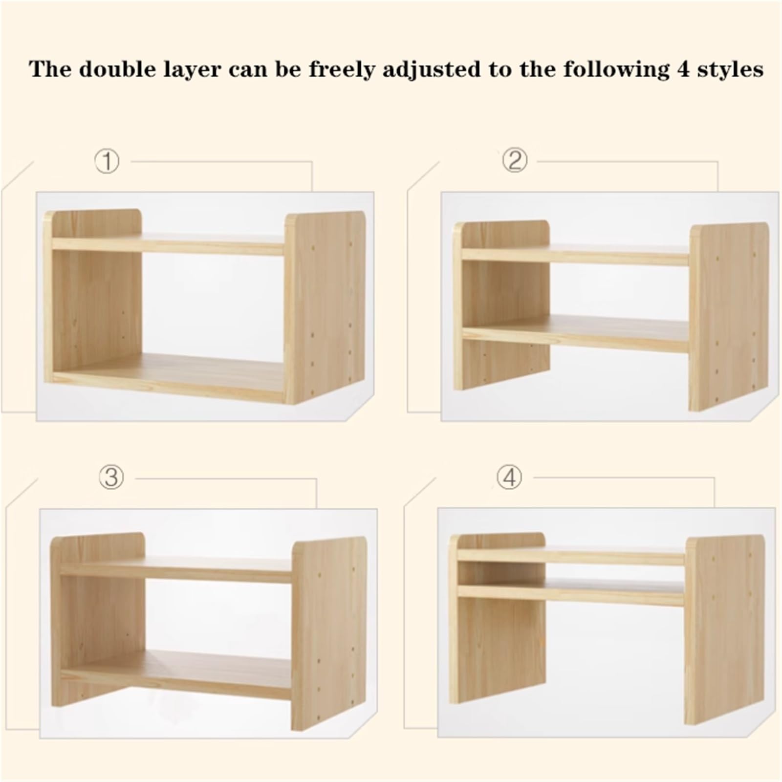 Großer Druckertisch aus Holz, höhenverstellbares Lagerregal, Desktop-Druckerständer, bodenstehende Lagerregale, für das Home Office, 2-stufig (43,4 * 24 * 30 cm)