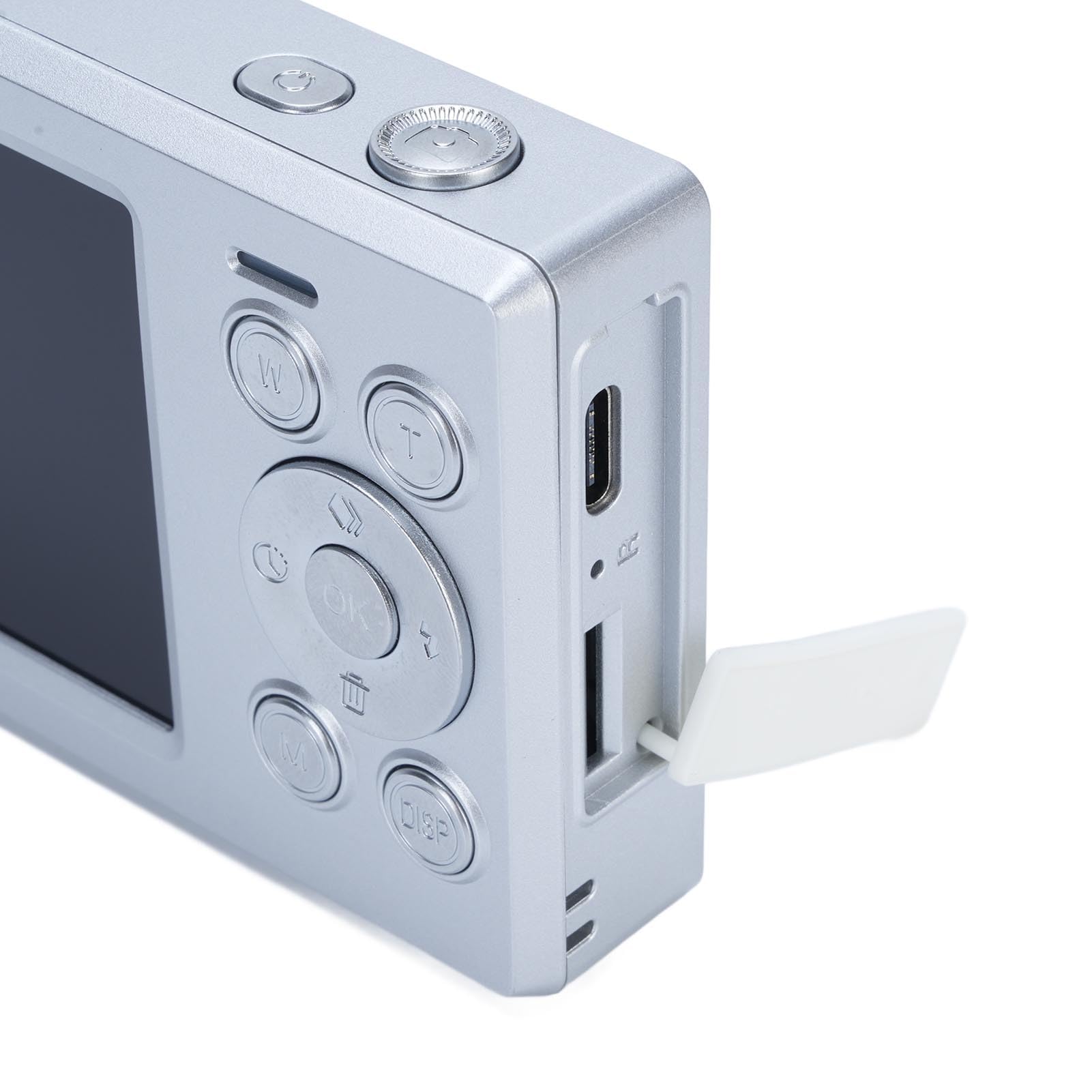 Camera Digitale 1080p, Fotocamera Digital Point & Shoot da 48 MP con Schermo IPS da 2,8 Pollici, Zoom Digitale 16x, Focus Automatico, Chip COMS, per Viaggi, Raccolti, ecc. (SILVER)