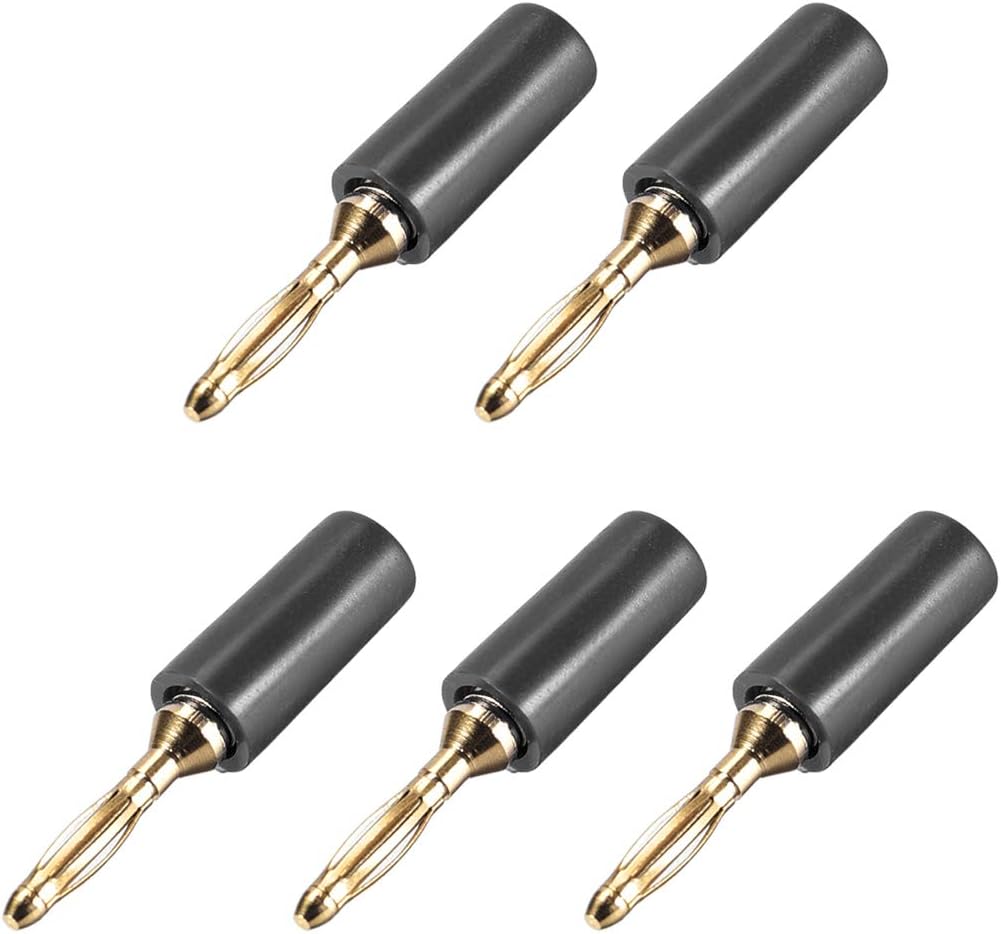 Sourcingmap 2mm Banana plugs Speaker Wire Cable Plugs Connectors Gold Black 5pcs Jack Connector